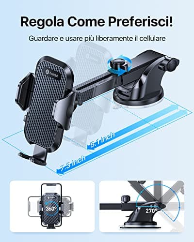 andobil Car Phone Holder, [3 in 1] [More Stable], Universal Car Mobile Phone Holder with Clip and Suction Cup 360° Rotation One-Hand Operation for All Phones (iPhone 16), Auto, GPS - Image 6