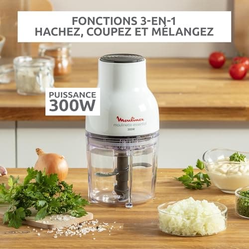 Moulinex Electric Chopper, 400 ml, 300 W, 4 Blades, 3-in-1 Function, Chopper, Blender, Mixed, Single Pressure System, Essential DJ520110, White - Image 4