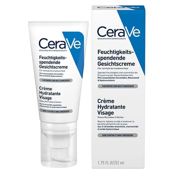 CeraVe Soins Crème Hydratante Visage Peaux Normales à Sèches 52ml pour Peau Normale, Peau Sèche à Très Sèche - Image 3