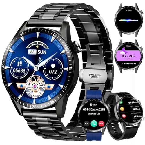 Men's Smart Watch with 3 Straps, Call and Message Functions, Business Friendly, 100+ Sports Modes, Men's Sports Watch Compatible with Android/iOS, Black - Image 3