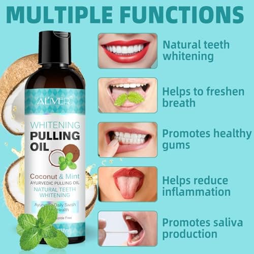 Mint Oil Pulling Mouthwash with Tongue Scraper - Natural Coconut Oil Puller for Teeth Whitening, Fresh Breath, Whitening Teeth and Gums Plus (474ml2pack) - Image 6
