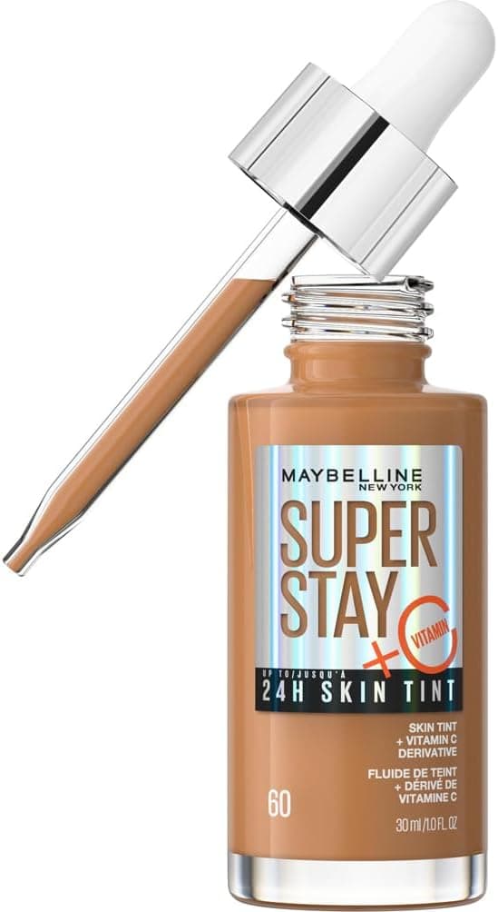 Maybelline New York - Fond de Teint Fluide - Glow & Soin de la Peau - À la Vitamine C - Longue Tenue 24H - Formule Vegan - Superstay Skin Tint - Teinte : 60 - 30 ml - Image 1