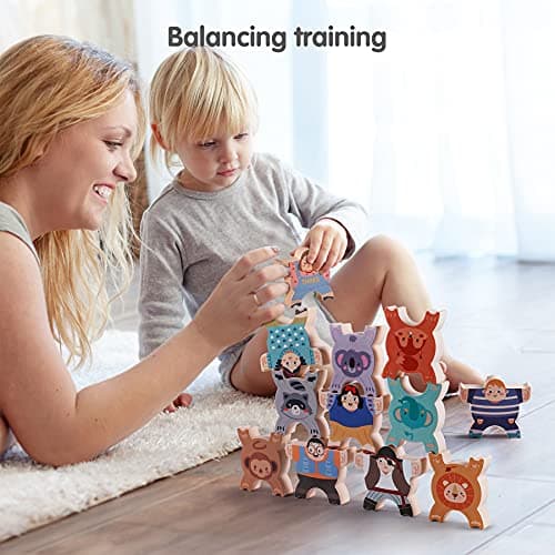 TUMAMA Stick and Stack Jeux en Bois Blocs d'Équilibre, Stick et Stack Jeu d'Empilage de Puzzles pour Enfants, Hercule Les Anime Educatif Montessori Jouet Balancier 3 4 5 6 Ans Garçons Filles (12pcs) - Image 3