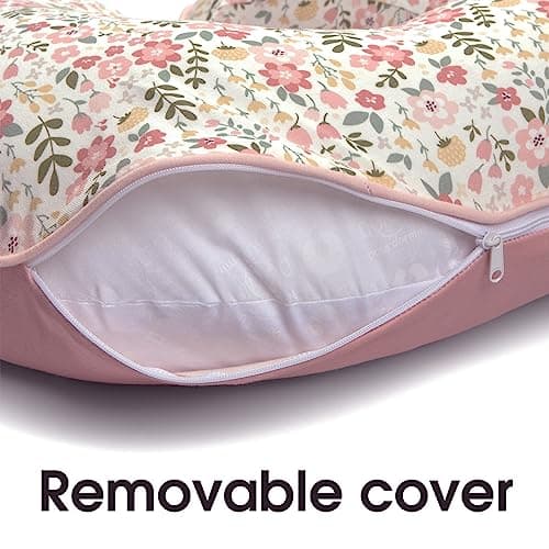 Chicco Boppy Ergonomic Cushion for Breastfeeding or Feeding Bottle with Pink and White Flowers Design - Image 4
