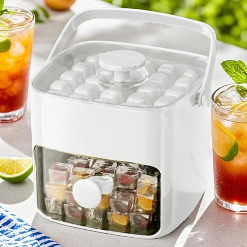 Ice Cubes Maker | 48 Compartiments Machine À Glaçons À Pression | Box Ice Avec Scoop | Réutilisable Ice en Réseau de Glace avec Poignée pour les Cocktails et le Jus de Café - Image 4