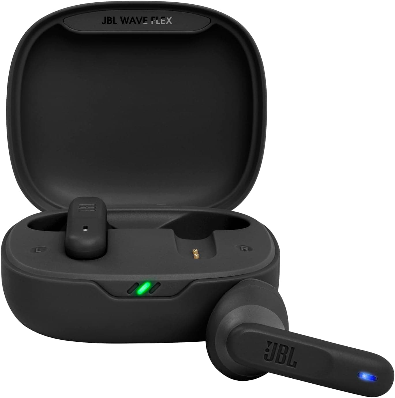 JBL Wave Flex, Écouteurs Intra-Auriculaires Sans Fil, Resistance à l'Eau IP54 et IPX2, Technologie TalkThru et AmbientAware, Autonomie de 32 heures, en Noir - Image 1