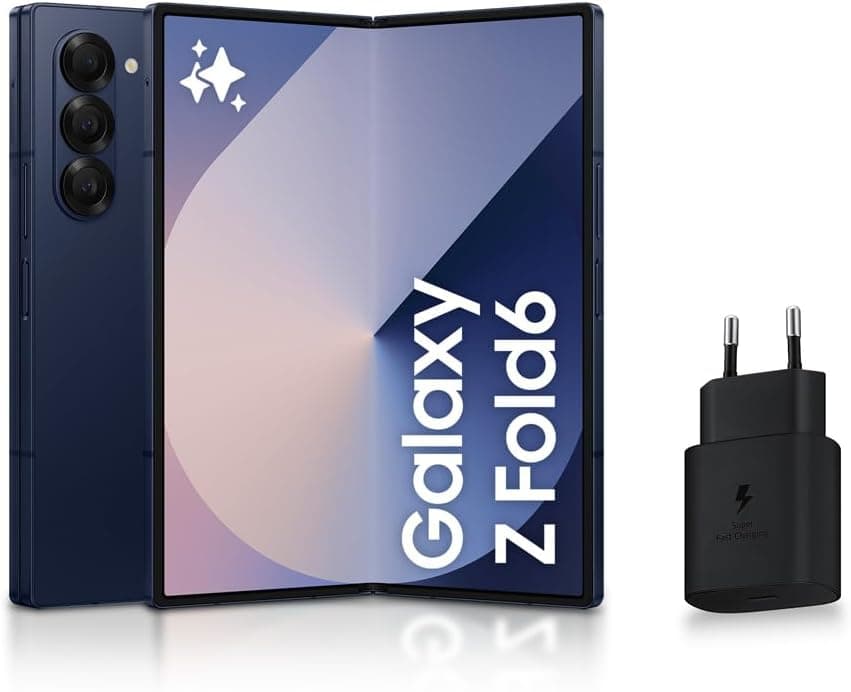 Samsung Galaxy Z Fold6, Android 5G Smartphone with Galaxy AI, 256GB, 25W Fast Mains Charger Included, Unlocked Smartphone, Midnight Blue, FR Version