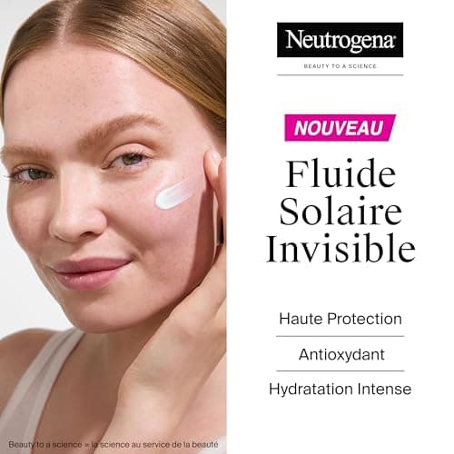 Neutrogena – Fluide Solaire Invisible Ultra Sheer Hydratation SPF 50 UVB + UVA (50 ml) – Crème solaire visage antioxydante avec vitamine C – Sec au toucher et absorption rapide, hydratation 24h - Image 3
