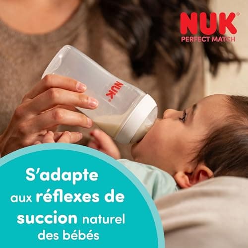 NUK Perfect Match Perfect Start Ensemble de biberons | 0-6 mois | 4 biberons anti-coliques (150 ml, 260 ml), 2 tétines, 1 sucette Perfect Match Air, 1 goupillon | Arc-en-ciel | Lot de 8 - Image 4