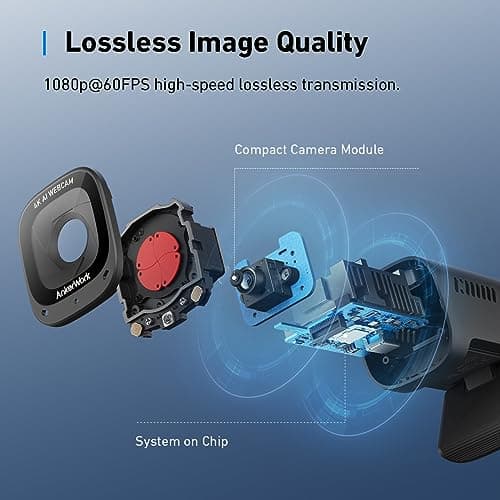 AnkerWork C310 Webcam, 4K Webcam, 12 Megapixel, Auto Focus AI, AI Noise Cancellation Microphone, Privacy Cache and Adjustable Field of View, 1080P 60 FPS HDR, for Calls and Live - Image 5