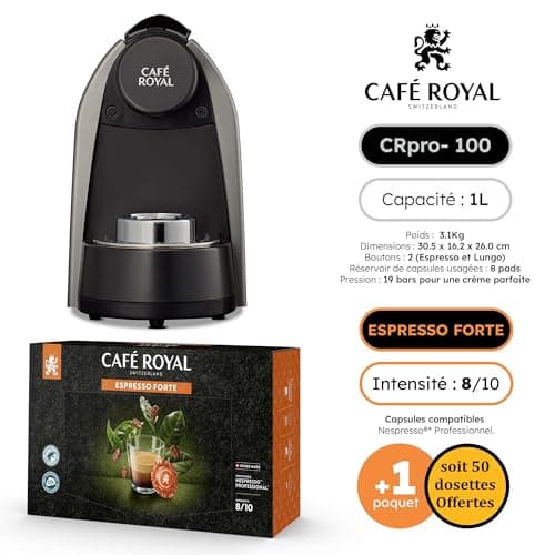 CRpro 100 Coffee Machine Compatible with Nespresso Professional Coffee Capsules + 1 Box of 50 Pro Espresso Forte Pods - Image 4