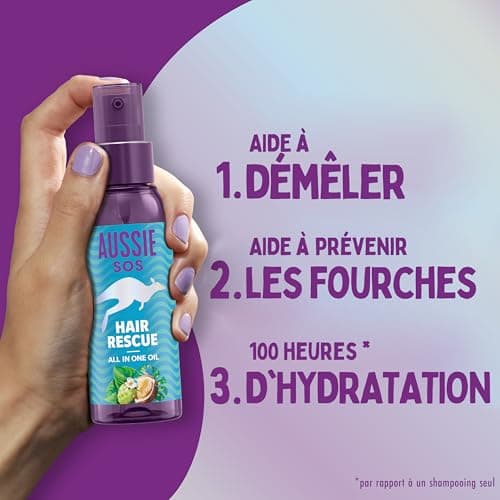 Aussie SOS Hair Rescue All-in-One Hair Oil 100ml For Detangling and Smoothing Hair, Helps Prevent Split Ends and Moisturizes for 100 Hours, Vegan Formula - Image 3