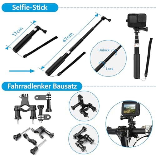 Accessory Kit for GoPro Hero 13 Black, oGoDeal Action Camera Including Waterproof Case, Screen Protector, Bike Stand, Floating Handle - Image 7