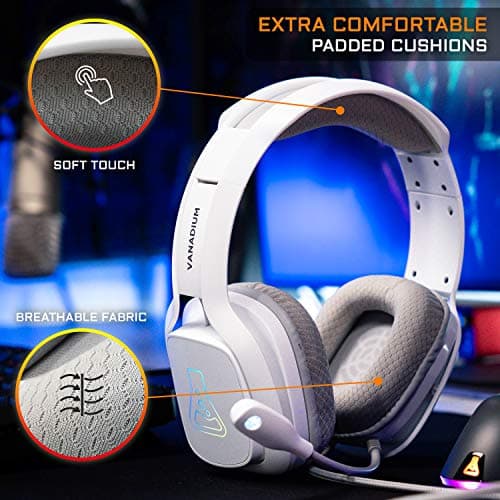 The G-Lab Korp Vanadium Casque Gaming - Casque Gamer avec Micro Anti-Bruit, Audio Stéréo, LED RGB, Léger, Jack 3.5mm pour PC/PS4/PS5/Xbox One/Mac/Nintendo Switch/Tablette/Laptop/Smartphone (Blanc) - Image 5