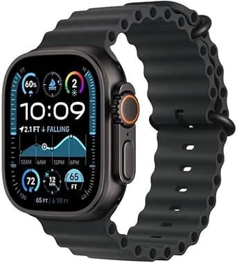 Apple Watch Ultra 2 (49mm GPS + Cellular) Smart Sports Watch with Black Titanium Case and Black Ocean Strap, Activity Tracking, High Precision GPS, Extra Long Battery Life
