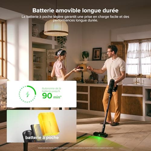 roborock H60 Hub Ultra Aspirateur Balai sans Fil avec Station Auto-Vide, 210 AW, 90 Min, Brosse Anti-Enmêlement, 140° Lumière Verte, Affichage LED, Accessoires Tous Sols, Poils Animaux et Tapis - Image 5