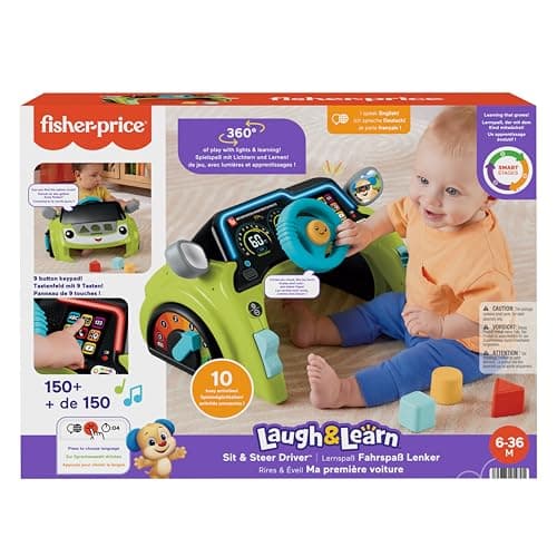 Fisher-Price My First Car Laughing and Learning Activity Centre, Learning Toy for Babies and Children from 6 Months, Multilingual Version, HYR92 - Image 7