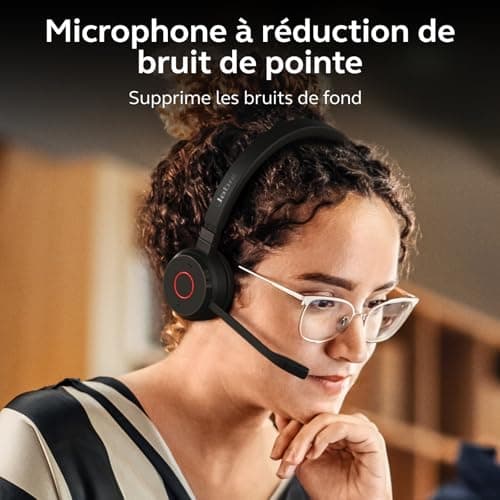 Jabra Evolve 65 Te Casque Stéréo Bluetooth sans Fil (3e Édition 2025), Micro Antibruit, Connexion Double Appareil, Batterie 16h, Adaptateur USB-A, Compatible Multi-Plateformes, Noir - Image 5