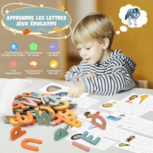 Girl Toy 3-8 Years, Educational Games 3-9 Years, Gift Girl 3-10 Years, Child Toy 3-11 Years Boy French Board Games Letter Scrabble - Image 3