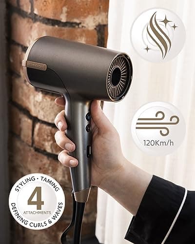 Remington ONE Sèche-cheveux ionique [puissant & rapide] Dry&Style (2000W, 120 km/h flux d'air, 5 embouts:Flyaway, 2 diffuseurs: fin & large, buse étroite, 8 combinaisons de chauffage & vitesse) D6078 - Image 4
