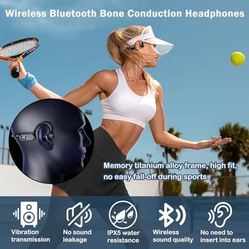 Headphones Bone Conduction Bluetooth Wireless V5.2 HiFi Stereo with HD Mic Open Ear Headphones MP3 Player Sports Headset IPX5 Waterproof for Jogging Running Cycling Cycling 8h Autonomy - Image 7