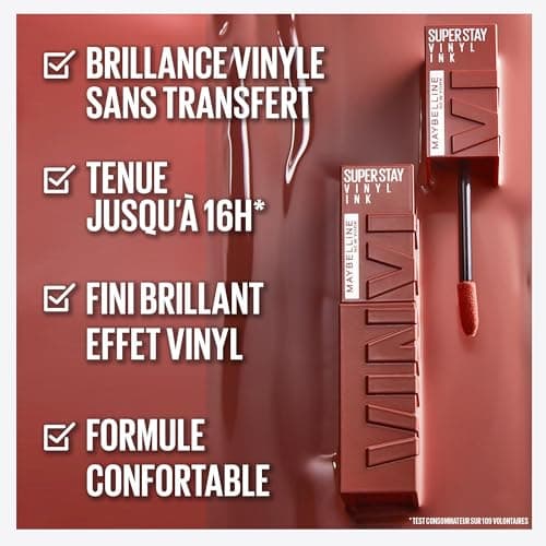 Maybelline New York - Liquid Lipstick - Glossy Vinyl Effect - Long-lasting - SuperStay Vinyl Ink Nude Shock - Shade : Peppy (115) - Image 7