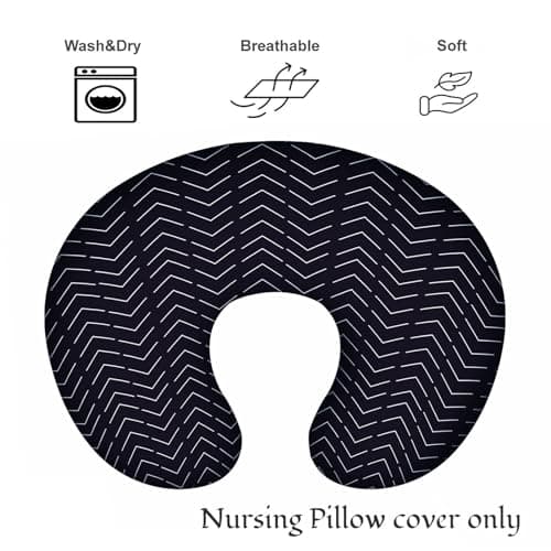 Taie d'oreiller d'allaitement en Forme de U avec Un Design Facile à Nettoyer pour Les Nouvelles Mamans, Cette Housse de Coussin d'allaitement Offre Une Surface Douce à (Noir Géométrique) - Image 7