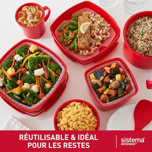 Sistema Microwave Rice Cooker | Perfect for Cooking Rice, Polenta & Couscous | Medium 2.6L | Non Stick, BPA Free with Lid | Red/Clear - Image 7