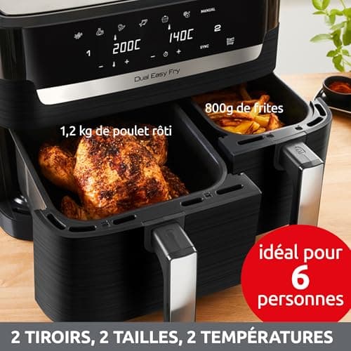 Moulinex Easy fry Essential inox, 8,3L, Jusqu'à 8 personnes, 7 Programmes intuitifs, Air Fryer, Repas complet, synchronisation, Économie d'énergie, Application dédiée, EZ901820 - Image 5