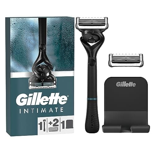 Gillette Intimate Rasoir Manuel Homme, Manche Réutilisable Et 2 Cartouches De Recharge A 5 Lames Anti-Friction Pour Protéger La Peau Du Pubis, Conçu Pour Un Rasage Facile Des Zones Intimes - Image 3