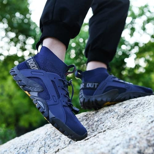 Hiking Shoes Men Women Boots Outdoor Trekking Trail Shoes Non-Slip Walking Shoes Breathable Sneakers, Blue, 42 EU - Image 5