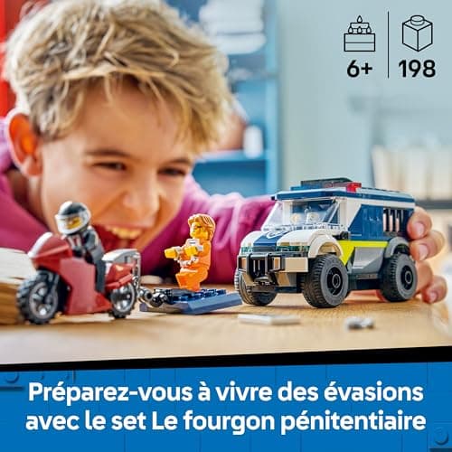 LEGO City The Penitentiary Van – Toy Truck – Model Van with Motorcycle, 3 Minifigures and Removable Cell Door – Birthday Gift Idea for Boys from 6 Years Old 60479 - Image 3