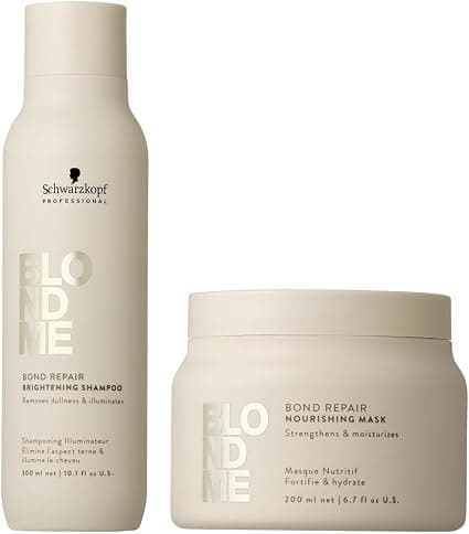 Schwarzkopf Professional Blondme - Fine Hair Routine - Bond Repair Nourishing Mask + Bond Repair Brightening Shampoo Anti-Pollution Shampoo 300 ml - Duo