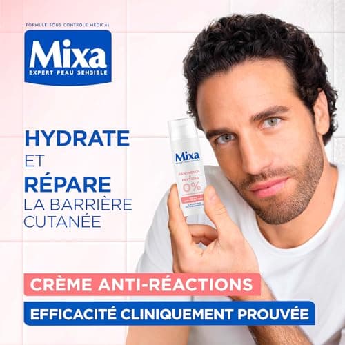 MIXA - Crème Anti-Réactions - Hydrate Intensément & Répare La Barrière Cutanée en 4H* - Sans Parfum, Sans Alcool - Panthénol + Peptides - Tous Types de Peaux Réactives - Flacon-Pompe 50 ml - Image 3