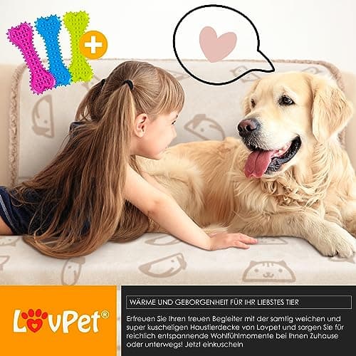 Lovpet® Waterproof Dog Blanket, Sherpa Fleece Pet Blanket + 3X Bone for Toys, Machine Washable - 80 x 60 inches - XXL - Machine Washable - Image 6