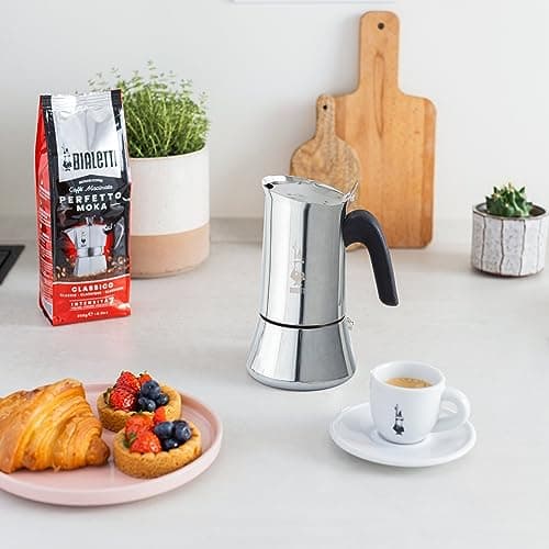Bialetti - New Venus Induction Italian Espresso Machine in Stainless Steel, Suitable for All Types of Plates, 4 Coffee Cups (170ml), Silver, Silver - Image 7