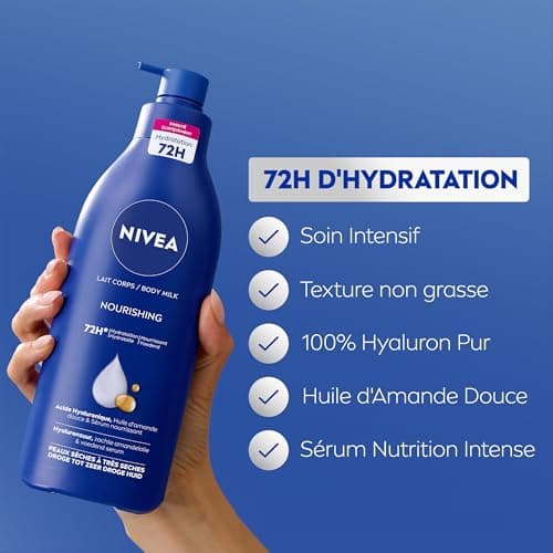 NIVEA Intense Hydration Body Lotion 72H (1 x 250ml) - Nourishing Milk with Pure Hyaluronic Acid & Sweet Almond Oil - Moisturizing Body Cream for Dry to Very Dry Skin - Image 4