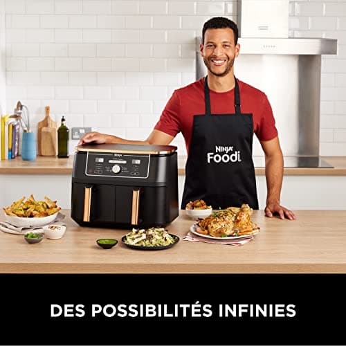 Ninja Foodi MAX Dual Zone Air Fryer, Oil Free Fryer, 2 Drawers, 9.5 L, 6-in-1 (Air Fry, Max Crisp, Roast, Bake, Warm, Dehydrate), Amazon Exclusive, Copper/Black, AF400EUCP - Image 3