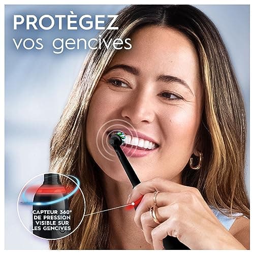Oral-B Pro 3 Brosse À Dents Électrique Noire, Un Capteur De Pression Pour Protéger Les Gencives Sensibles, Des Accessoires, 3 Brossettes De Rechange, Douces Et Rondes, 1 Chargeur, Emballage En Carton - Image 4