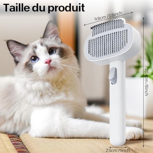 Cat Brush with Release Button,Long Haired Cat Brushes,Furminator for Cats,Comb for Removing Dead Pet Hair (White) - Image 6