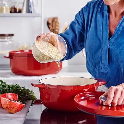 KitchenAid Cast Iron Enamelled Cast Iron Casserole Dish with Lid, Diameter 30 cm, Oval, 5.6L, 6.3 kg, High Quality & Durable, Sear, Frying, PFAS Free, Induction, Ergonomic Handle, Oven at 260°C, - Image 8