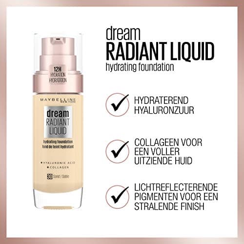 Maybelline Foundation Hydrating Liquid Dream Radiant Foundation with Hyaluronic Acid and Collagen - Light and Medium Coverage Up to 12 Hours of Hydration, 40 Fawn - Image 6