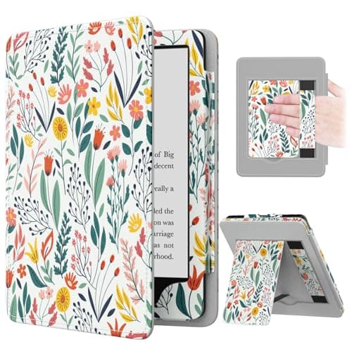 MoKo Étui Compatible avec 7"/6,8 Pouces Kindle Paperwhite(12e Gén. 2024/11e Gén. 2021), Coque de Protection avec Dragonne, Auto Réveil/Veille pour Kindle Paperwhite Édition Signature, Fleur - Image 2