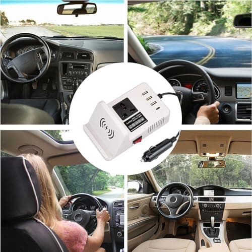 Inverseur de véhicule pour ordinateur portable, convertisseur de voiture pour chargement d'ordinateur portable | Chargeur de voiture 200 W | Onduleur automobile, convertisseur de tension, 3 ports USB - Image 5