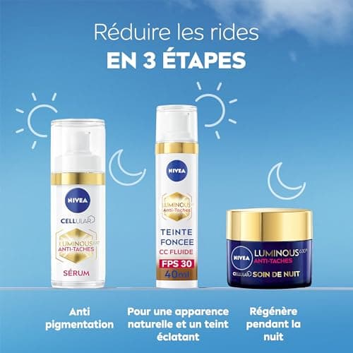 NIVEA Luminous 630 CC Fluide anti-taches FPS30 Teinte Foncée (1 x 40 ml), CC Crème teint unifié, Fond de teint couvrant imperfections, Soin visage teinté anti-âge correcteur réducteur de taches - Image 7