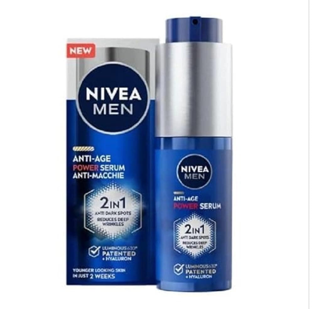 NIVEA MEN Anti-Age Power Anti-Spot Serum 30ml Face Serum for Men Anti Wrinkles and Spots Face Serum with Hyaluronic Acid and Patented Thiamidol for Daily Skin Care for - Image 1