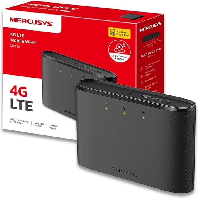 MERCUSYS TP-Link MT110 4G SIM Router WiFi N300Mbps, Pocket WiFi Portable, 4G Modem, 4G Box, 4G Modem, 4G Hotspot 4G, 2200mAh Battery for 10 Hours, Unlocked Compatible with Any SIM - Image 1
