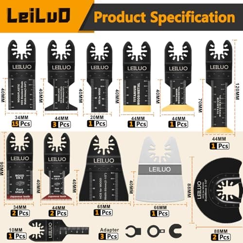 LEILUO 34 Pcs Oscillating Tool Accessories for Wood Nails Universal Fasteners with Storage Bag Compatible with DeWalt Makita Dremel and More - Image 4
