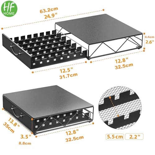HFHOME Nespresso Vertuoline Capsule Holder, Coffee Pod Holder, Storage Drawer for 48 Vertuo Coffee Capsules and 48 Dolce Gusto Capsules - Image 4