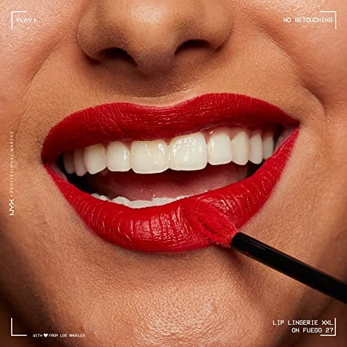 NYX Professional Makeup Rouge à Lèvres Liquide Mat Lip Lingerie XXL, Longue Tenue, Formule Vegan, Sans transfert, Teinte : On Fuego (27) - Image 7